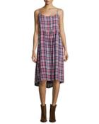 The Tea Time Sleeveless Dress, Washed Cherry Plaid