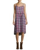 The Tea Time Sleeveless Dress, Washed Cherry Plaid