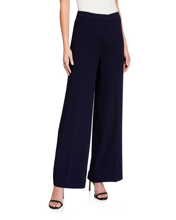 Full-length Wide-leg Crepe Pants