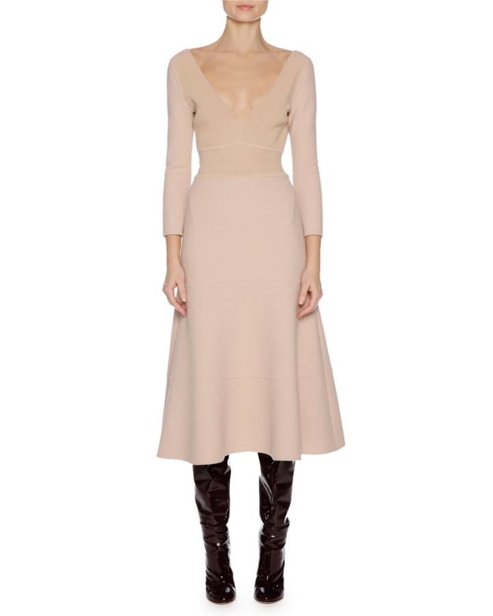 3/4-sleeve Stretch-wool Dress
