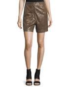 Long Sequined Shorts, Tobacco