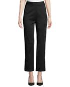 Side-slit Straight-leg Cropped Milano Knit Pants