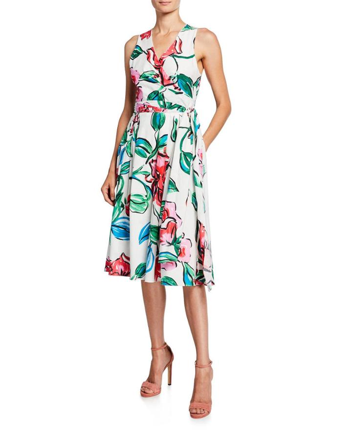 Floral Self-tie Wrap Dress