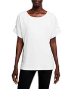 Short-sleeve Top With Crepe De Chine Combo
