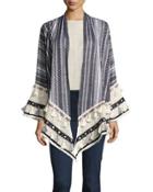 Crochet-trim Open-front Cardigan,