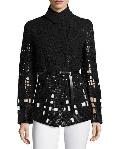 Embellished Pea Jacket W/belt, Black