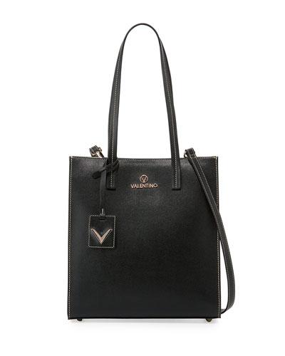Laurene Leather Tote, Black