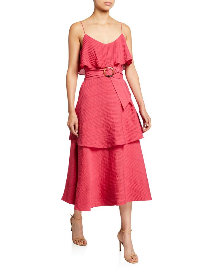Tiered Maxi Dress With Belt