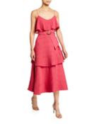 Tiered Maxi Dress With Belt