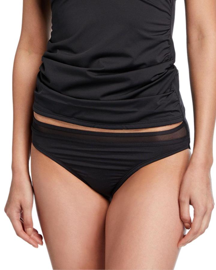 Plus Size Mesh Solids Hipster Swim Bikini Bottom