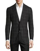 Windowpane Two-button Jacket, Black