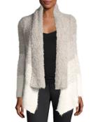 Eyelash-knit Open-front Cardigan