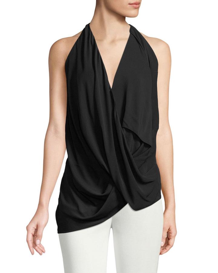 Faux-wrap Jersey Top