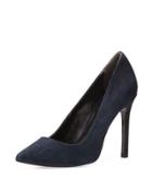 Caterina Suede Point-toe Pump, Navy