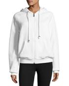 Zip-up Hoodie With Logo Text At Back, White