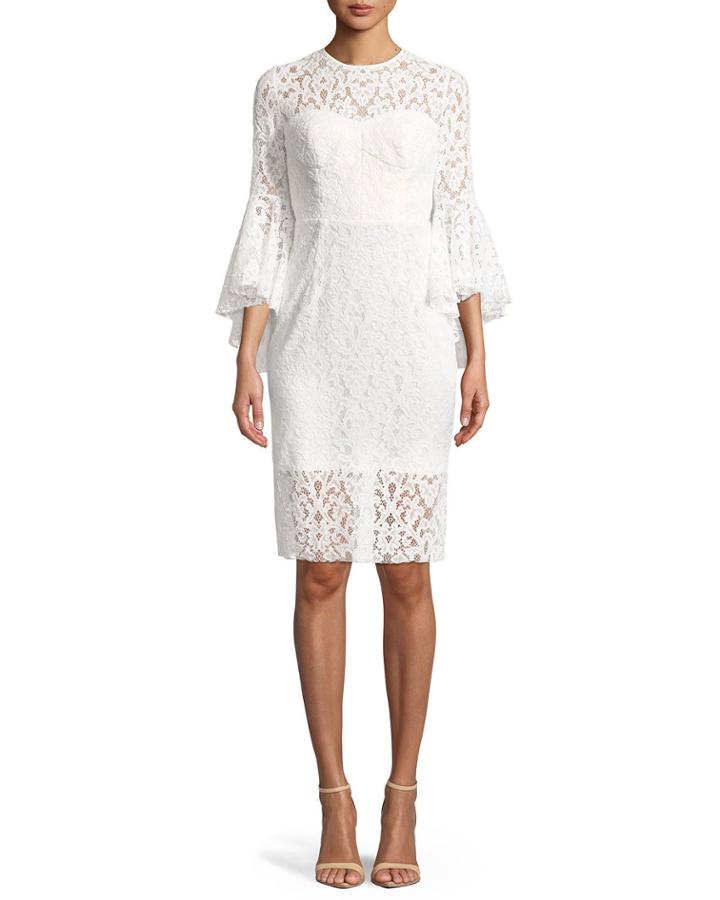 Anya Stretch Lace Bell-sleeve Cocktail Dress