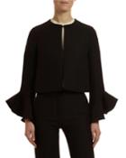 Long-sleeve Bell-cuff Crepe Couture Jacket