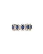 18k White Gold Blue Sapphire & Diamond Halo Ring