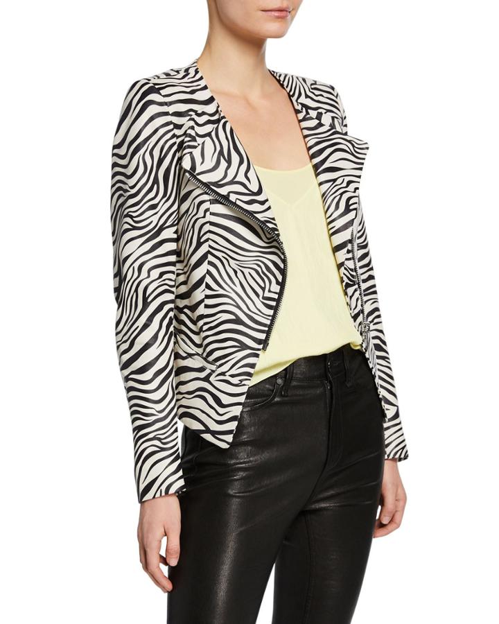 Celine Zebra Print Leather Cardi-style Jacket