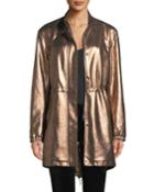 Metallic Leather Anorak Jacket