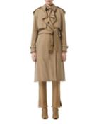 Ring-trimmed Double-breasted Trench Coat
