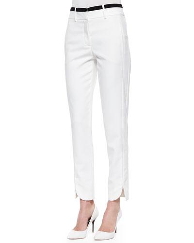 Slim Striped-waist Cotton Pants