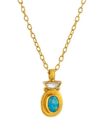 Paradiso 24k Diamond & Opal Pendant Necklace
