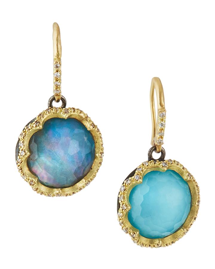 Old World Scalloped Diamond-trim Triplet Drop Earrings