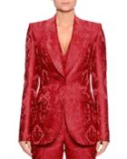 Single-breasted Shawl-collar Cherub-jacquard Jacket
