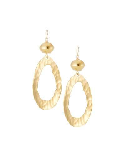 Hammered Oval Statement Drop Earrings