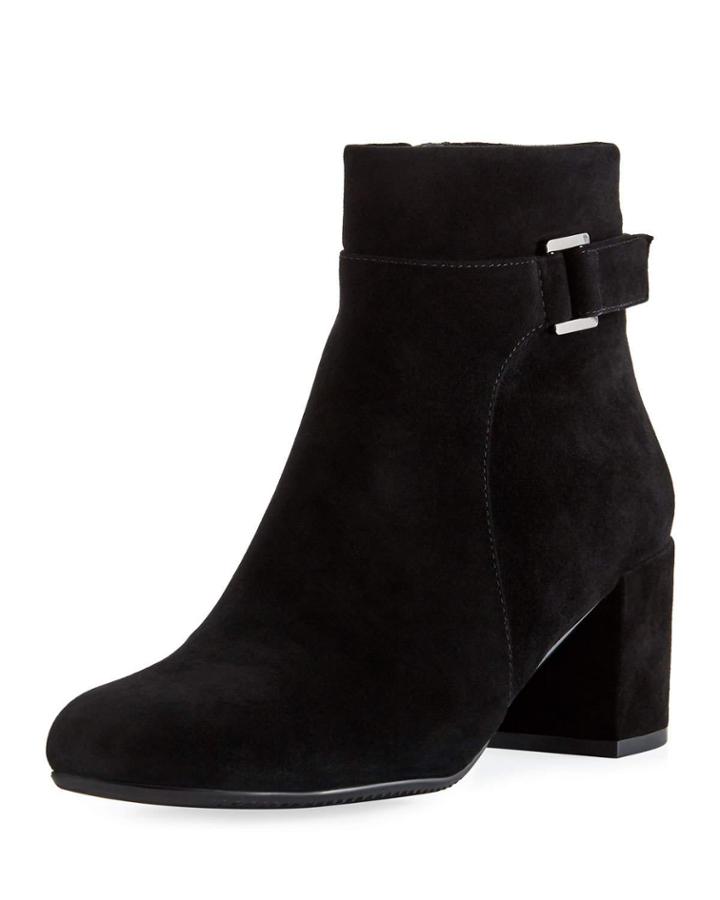 Zaza Suede Zip-up Booties, Black