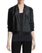 Brandy Velvet-trim Calf Hair Bomber Jacket