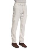 Slim-fit Linen Cargo Pants, Fossil Gray