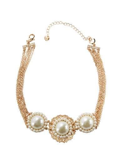 Multi-strand Acrylic Pearl Statement Choker Necklace