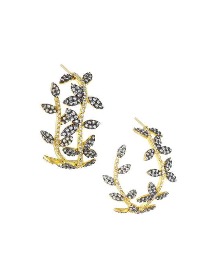 Fleur Bloom Leaflet Hoop Earrings
