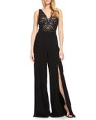 Embroidered Wide-leg Evening Jumpsuit
