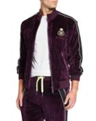 Men's Velvet Track Jacket With Neon Trim