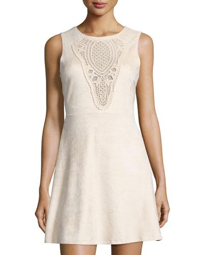 Faux-suede Fit & Flare Dress, Blush