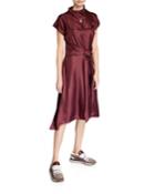 Silk Twill Midi T-shirt Dress