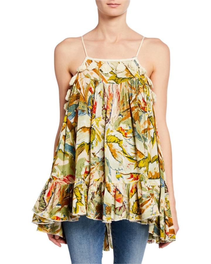Makiki Valley Floral Tassel Top