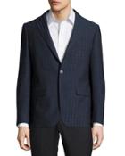 Modern-fit Herringbone Two-button Wool Blazer, Navy