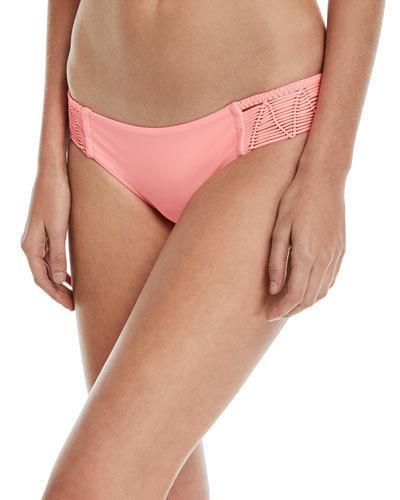Weave Fringed Swim Bottom, Pink