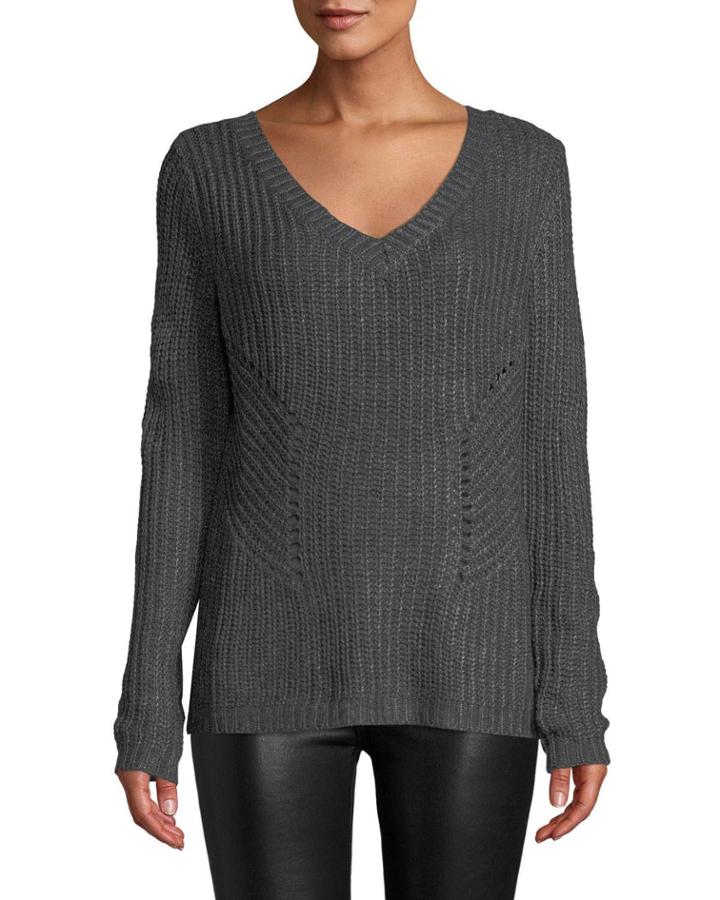 Strappy Rhinestone V-neck Knit