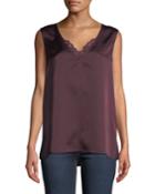 Lace-trimmed V-neck