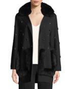 Chrissie Sweater Jacket With Fur Collar