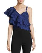 Saba One-shoulder Lace Ruffle Crop Top