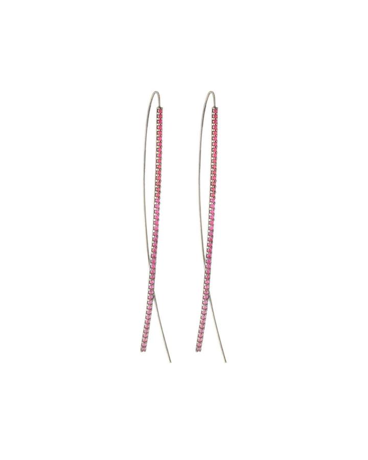 Slim Upside Down 14k Black Gold Hoop Earrings With Pink