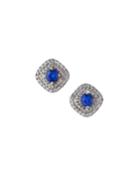 Estate 14k White Gold Diamond And Blue Sapphire Earrings