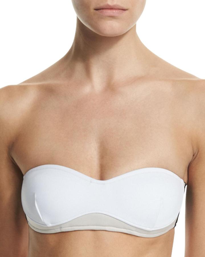 Stella Iconic Colorblock Bandeau Swim Top, Black/stone/white