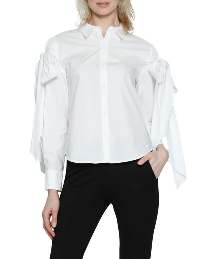 Matilda Bow-detail Button-down Poplin Top